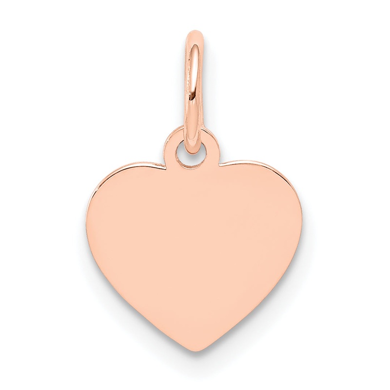 14k Rose Gold 14k Rose Gold Plain .013 Gauge Engraveable Heart Disc Charm