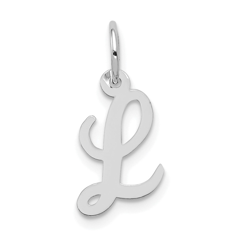 14k White Gold 14k White Gold Small Script Letter L Initial Charm
