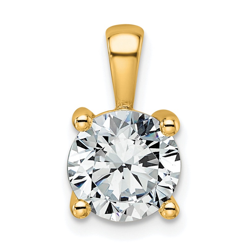 14k Yellow Gold 14k 2 carat Lab Grown Diamond VS+ F+ Round Complete Four Prong Pendant