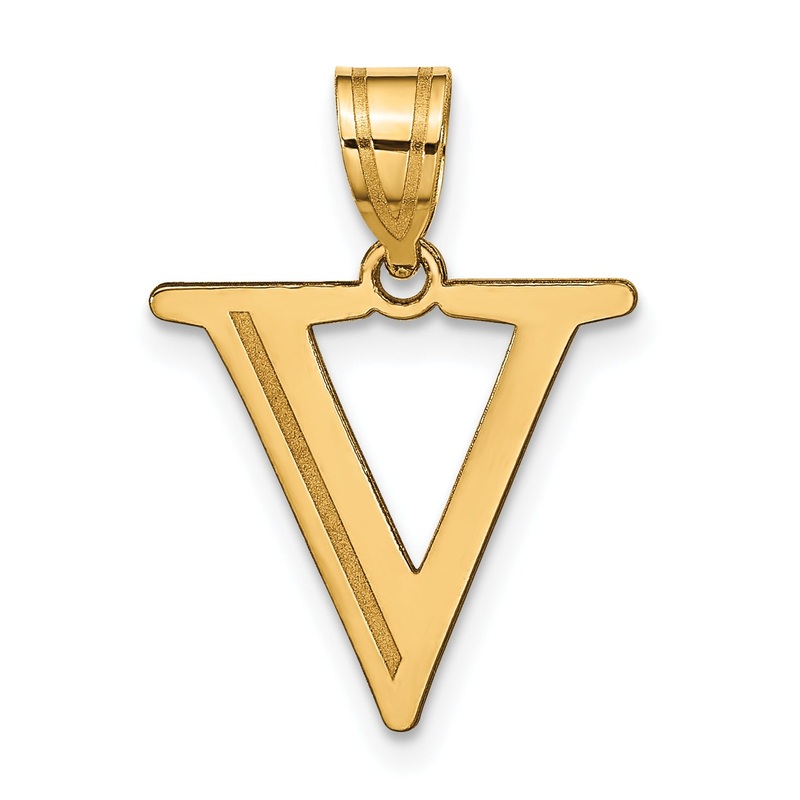 14k Yellow Gold 14k Polished Etched Letter V Initial Pendant