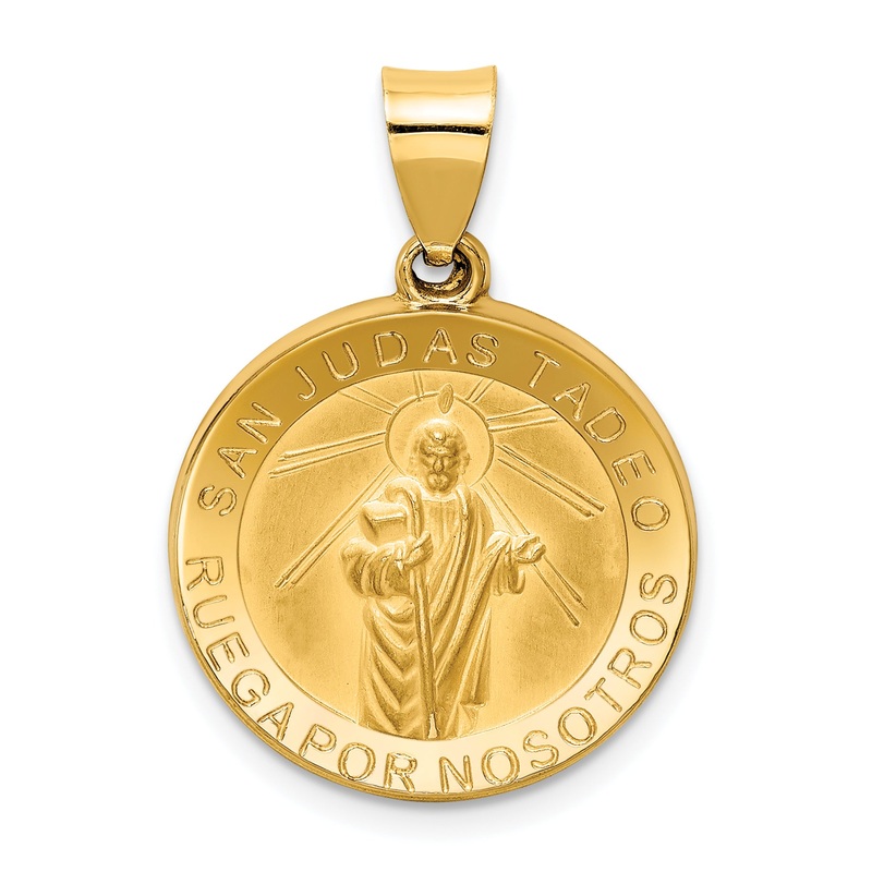 14k Yellow Gold 14K Polished / Satin Hollow Spanish St. Jude Thaddeus Medal