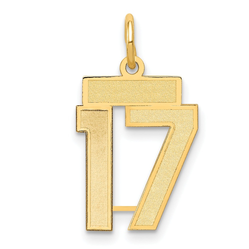14k Yellow Gold 14k Small Satin Number 17 Charm