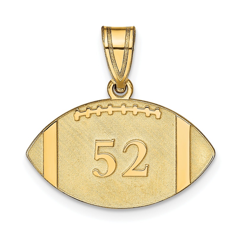 14k Yellow Gold 14k Yellow Gold Personalized Football Pendant