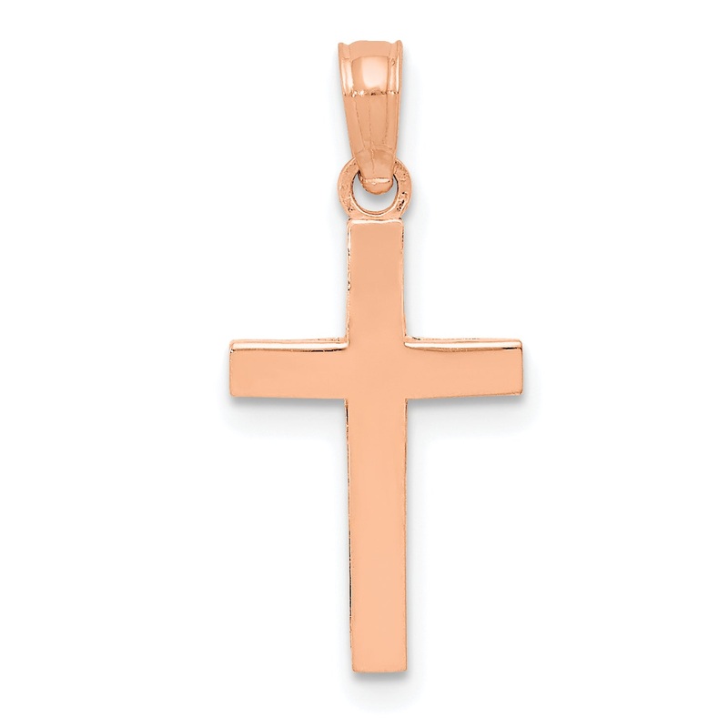 10K Rose Gold Polished Cross Pendant