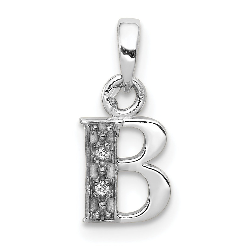 10K White Gold 10Kw Diamond Initial B Pendant