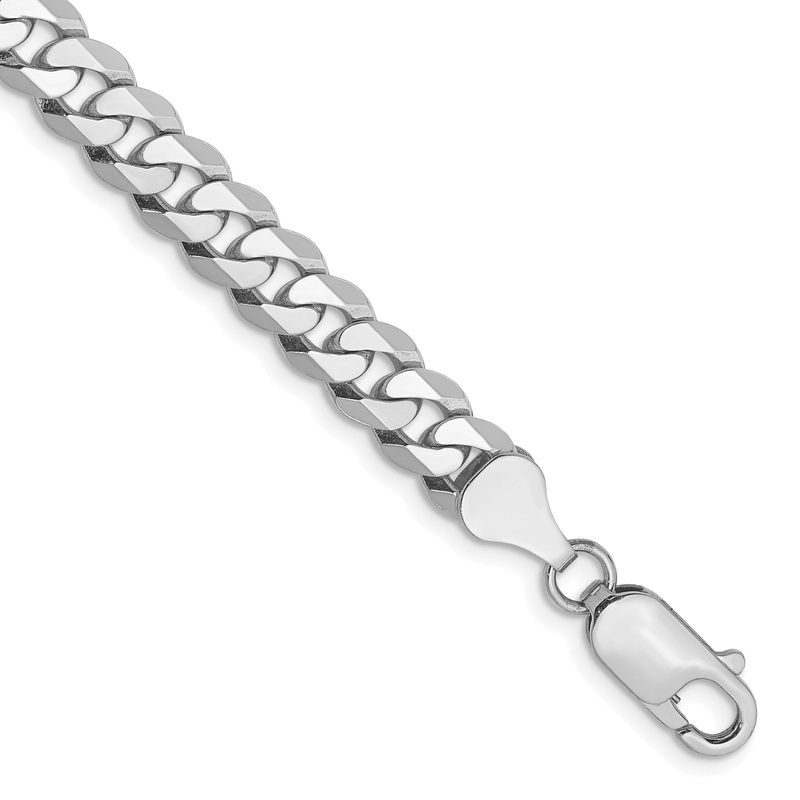 10K White Gold Wg 6.25mm Flat Beveled Curb Chain