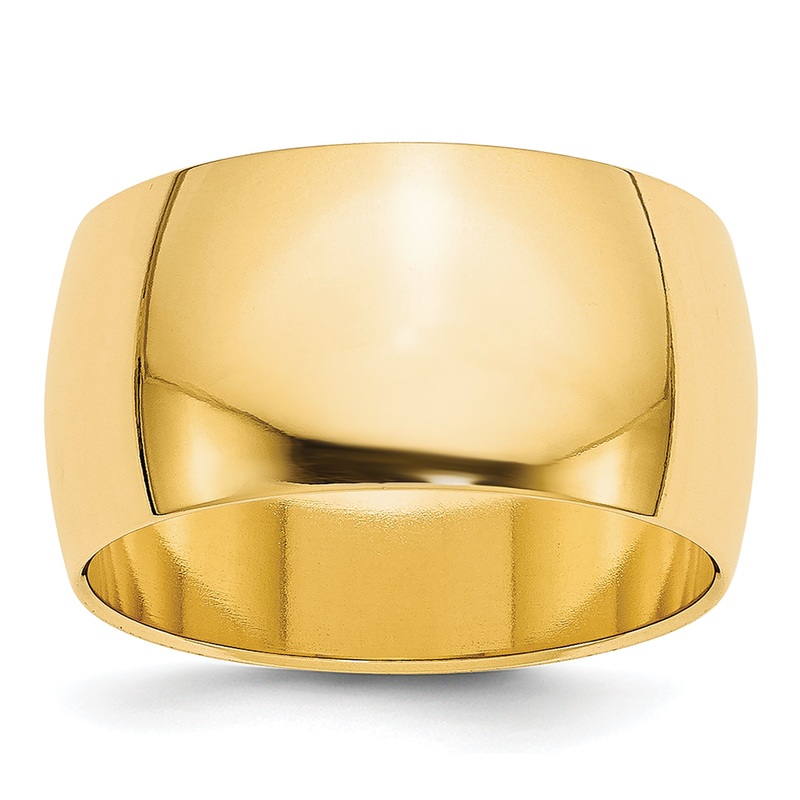 10K Yellow Gold 10Ky 10mm Ltw Half Round Band Size 11.5