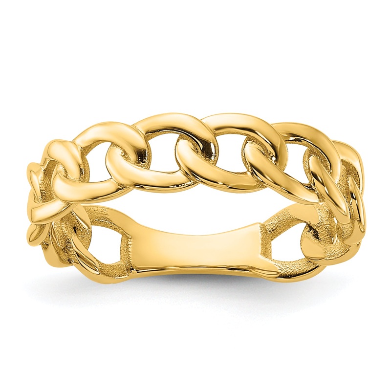 10K Yellow Gold 10Ky Polished 5mm Curb Link Ring Size 8