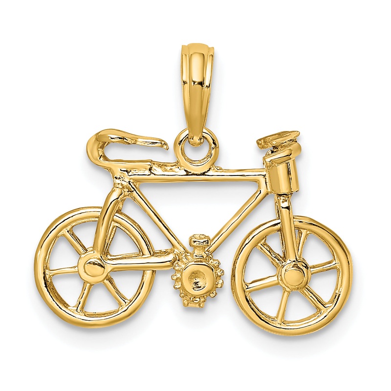 10K Yellow Gold 3-D Moveable Bicycle Charm
