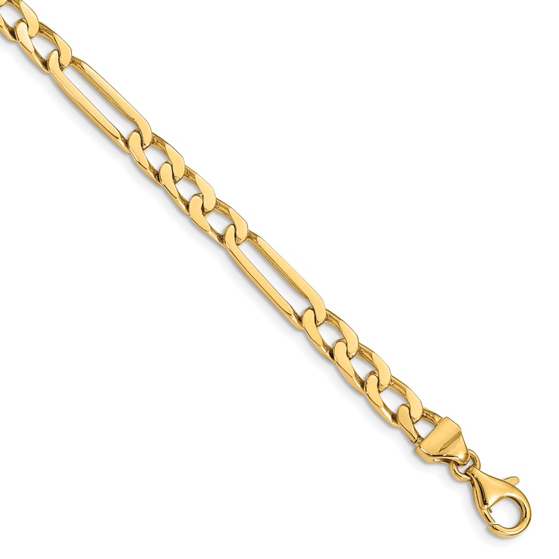 10K Yellow Gold 5mm Hand-Polished Figaro Link Bracelet