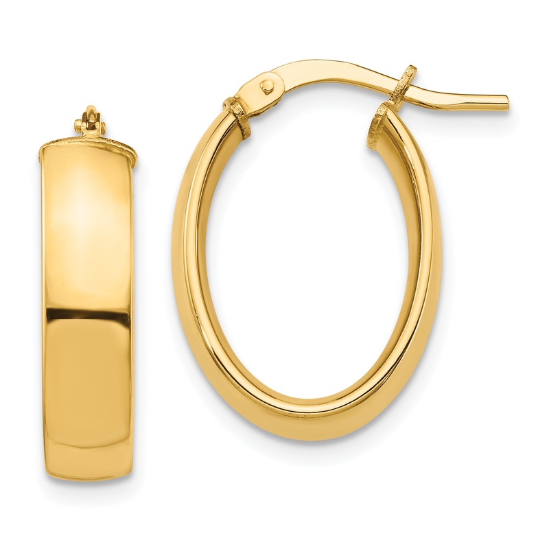 10K Yellow Gold High Polished 5mm Oval Hoop Earrings