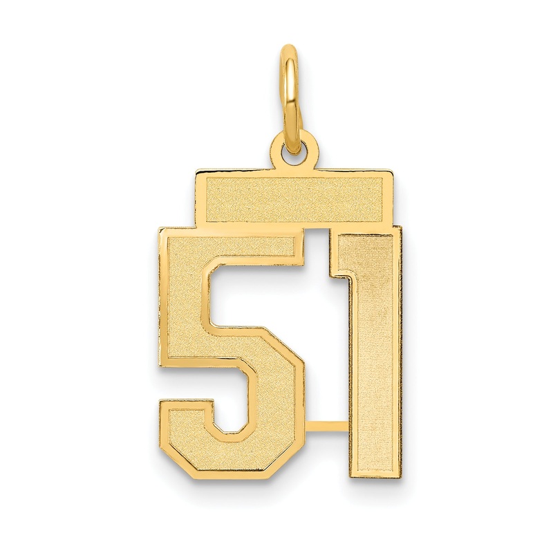 10K Yellow Gold Small Satin Number 51 Charm