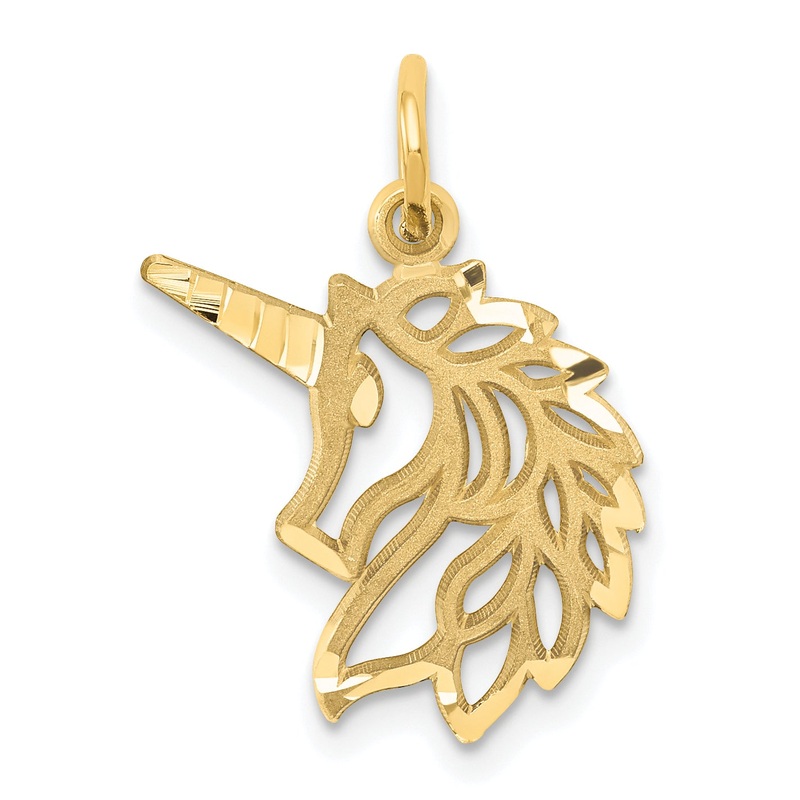 10K Yellow Gold Unicorn Head Pendant