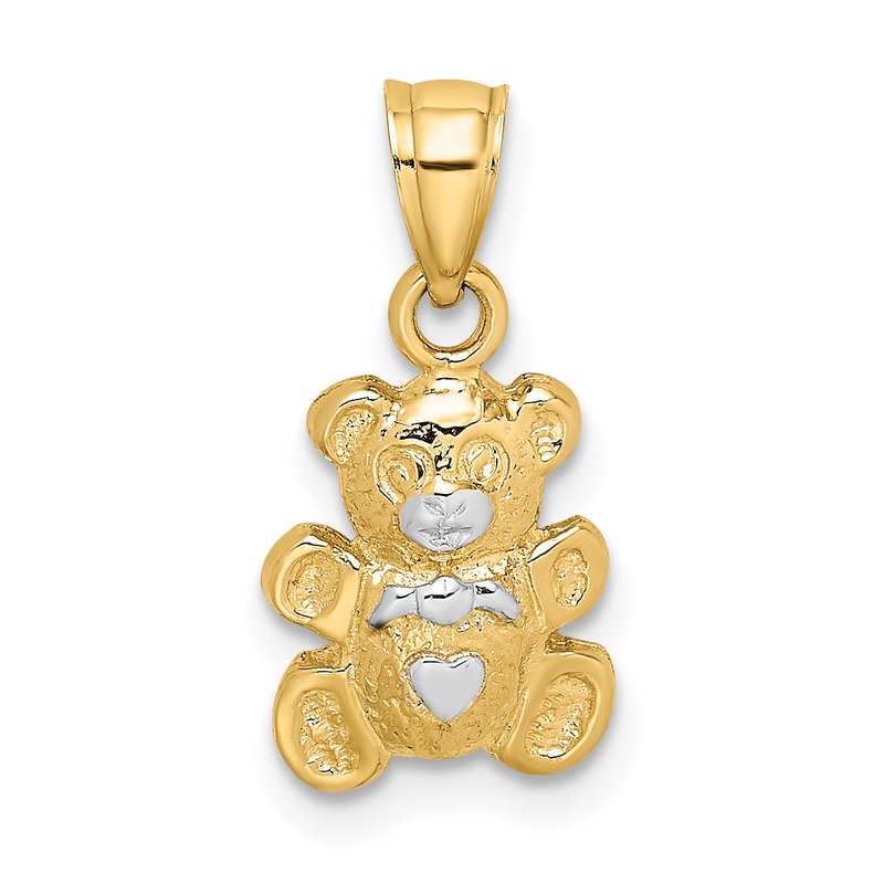 10K Yellow W/Rhodium Teddy Bear Charm