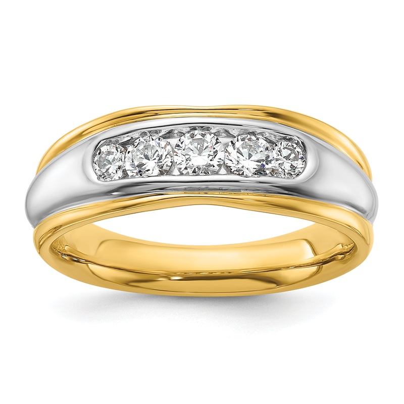 14k Two-tone Two Tone 1/2 Ct. Lab Grown Diamond VS/SI+ G+ Polished and Grooved Men’s Ring