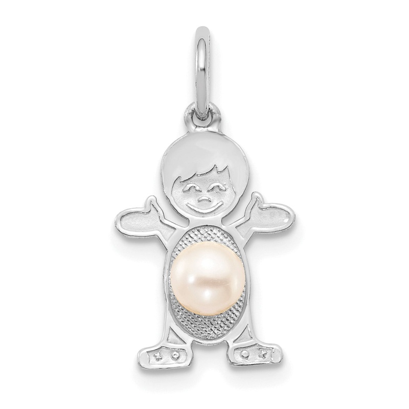 14k White Gold 14K White Gold Boy 4mm FW Cultured Pearl-June
