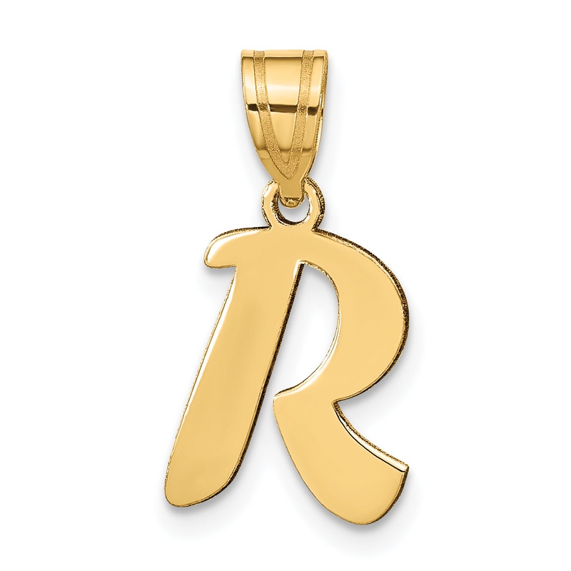14k Yellow Gold 14k Polished Script Letter R Initial Pendant