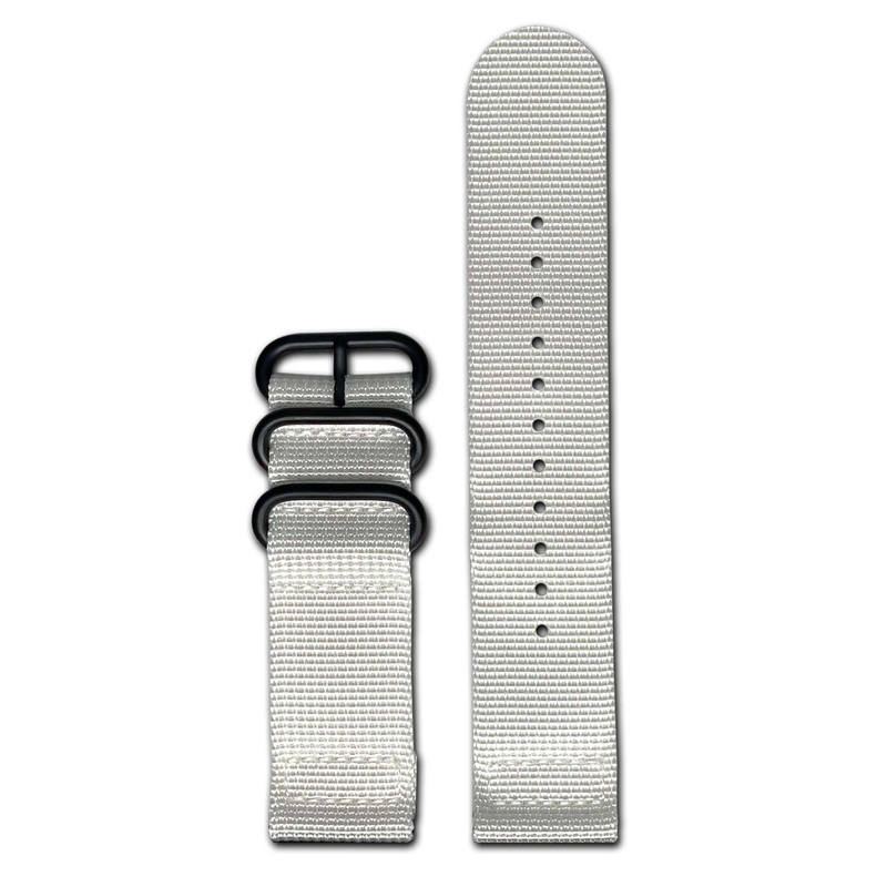 Ballistic Nylon Watch Band | Two-Piece | White | PVD (Black) Hardware