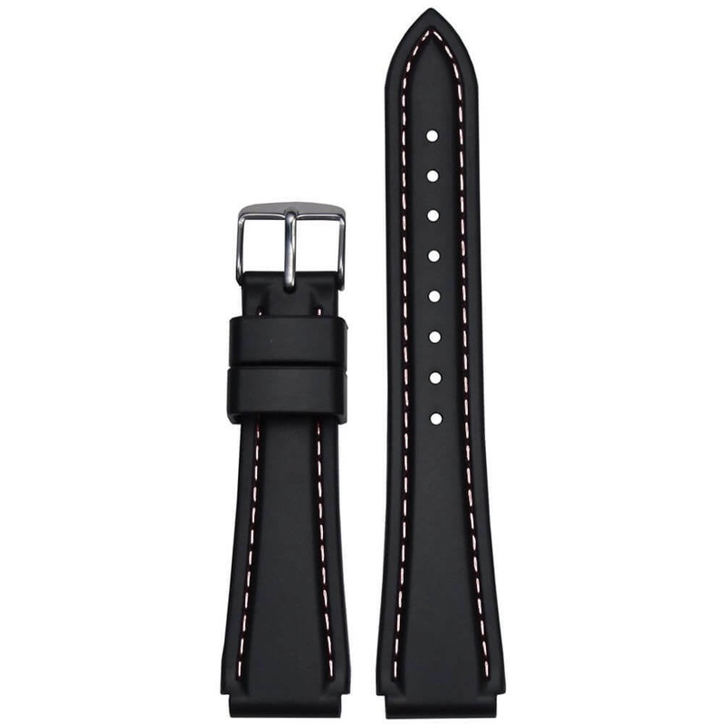 Black Rubber Watch Band | Sport Diver | White Stitch | Hadley Roma MS3445