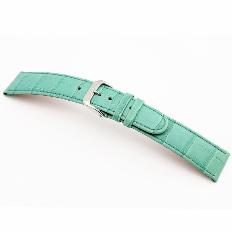 Embossed Leather Alligator Print Watch Band | Argentina | Turquoise