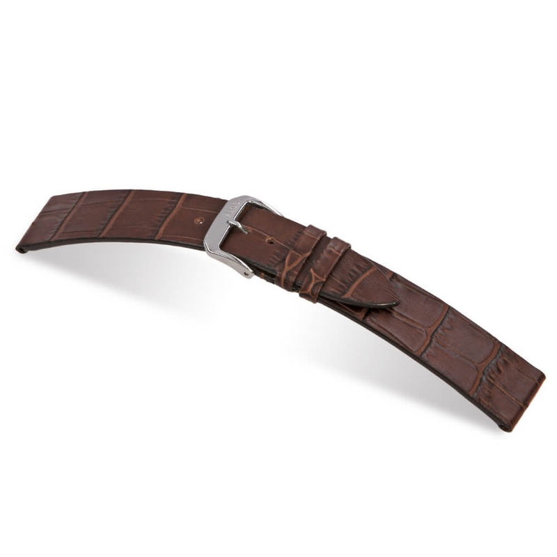 Embossed Leather Alligator Print Watch Band | Miami | Mahogany