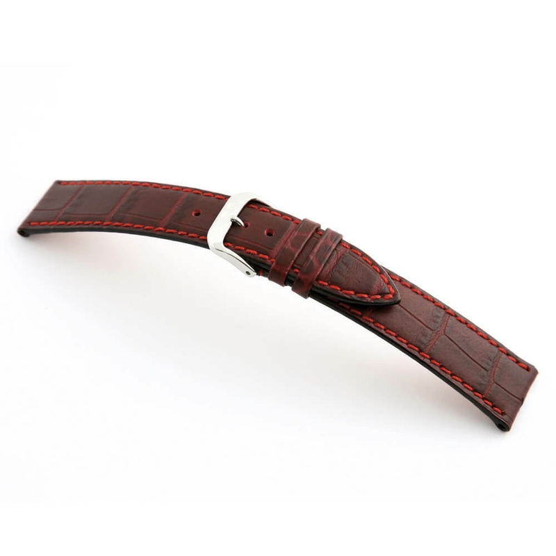 Embossed Leather Alligator Print Watch Band | Orlando | Burgundy