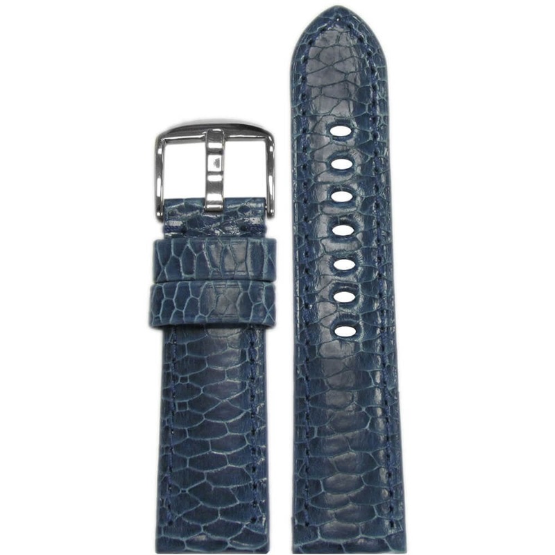 Genuine Beaver Watch Band | Padded | Blue | Blue Stitch