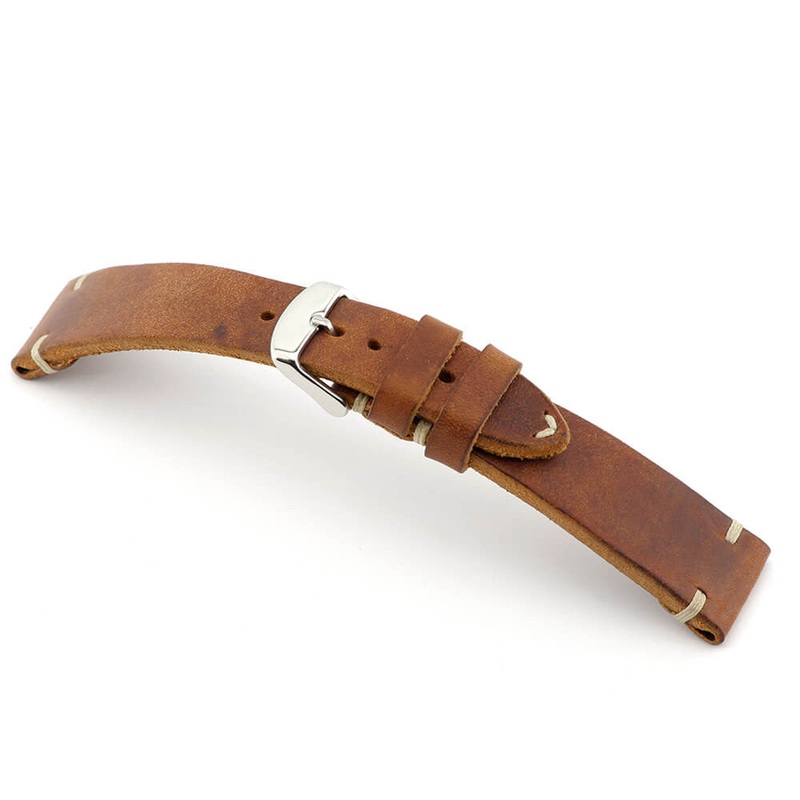 Genuine Leather Watch Band | Watts | Cognac | Minimal Stitch