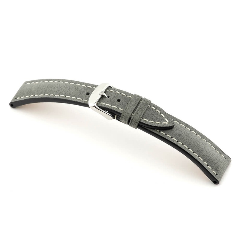 Genuine Vintage Leather Watch Band | York | Padded | Stone Grey