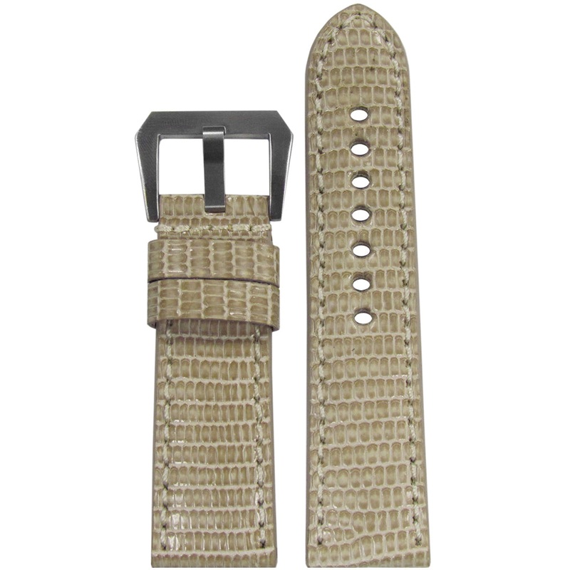 Lizard Watch Band | Premium Cut | Matte Finish | Beige | Match Stitch