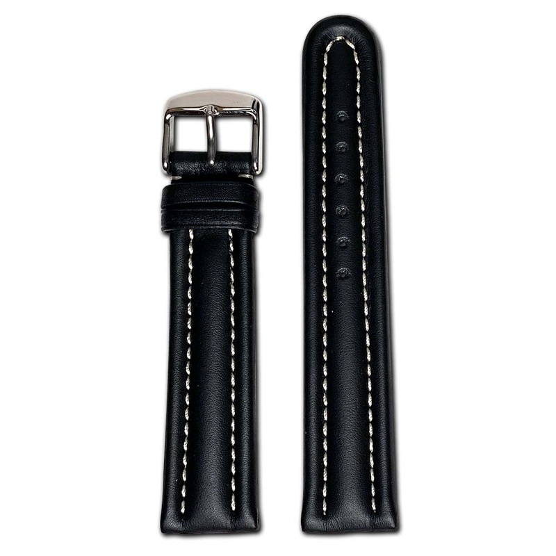 Quick Release | Calf Leather Watch Band | Maranello | Black | White Stitch