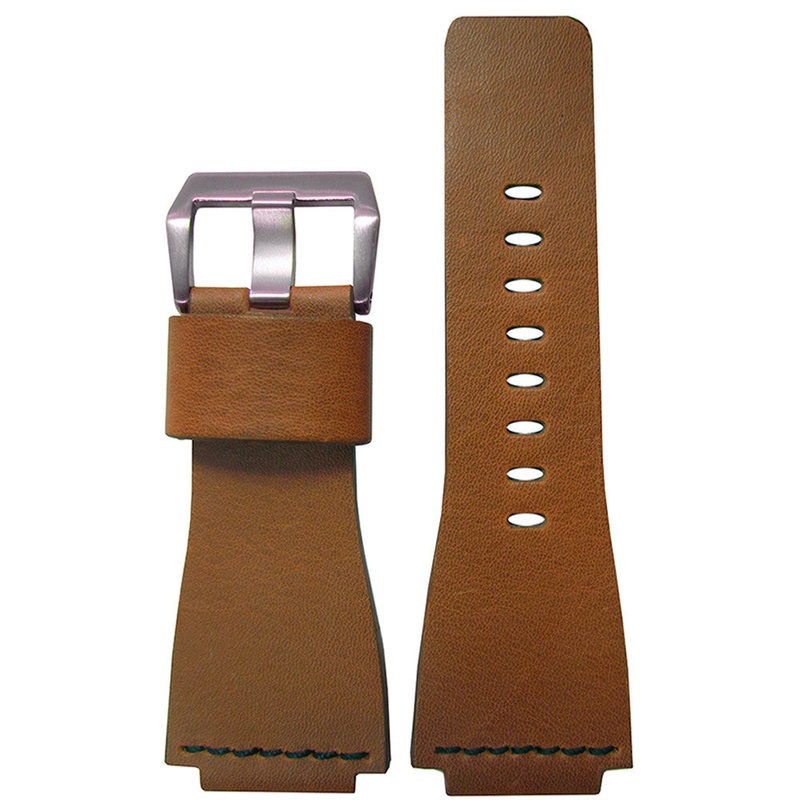 Smooth Vintage Leather Watch Band | Light Brown | Single Black Stitch | for Bell & Ross