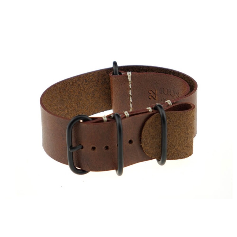 Vintage Leather Watch Band | Oslo | One-Piece | 4 PVD Rings | Mahogany