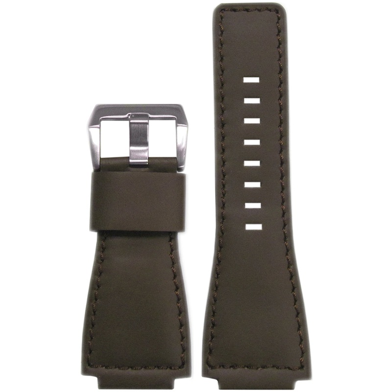 Vintage Leather Watch Band | Smooth Brown | Match Stitching | For Bell & Ross