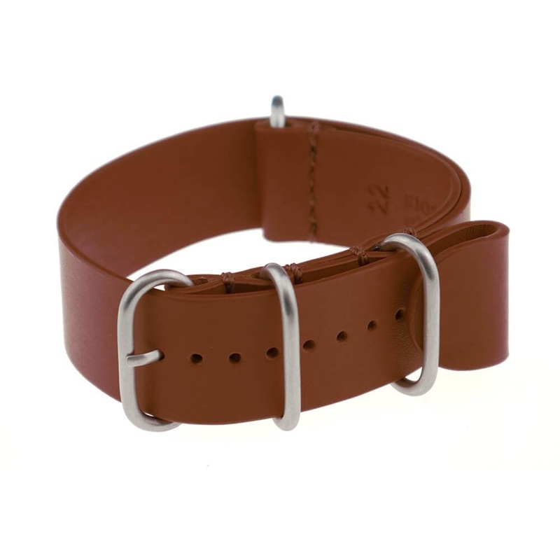 Calfskin Watch Band | Lisbon | One-Piece | 4 Brushed Rings | Cognac