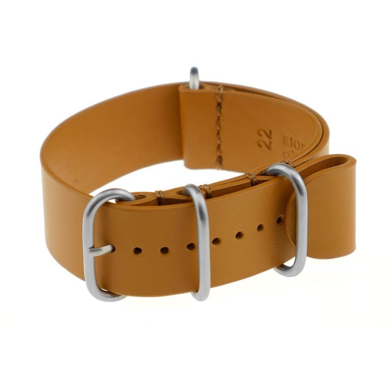 Calfskin Watch Band | Lisbon | One-Piece | 4 Brushed Rings | Honey
