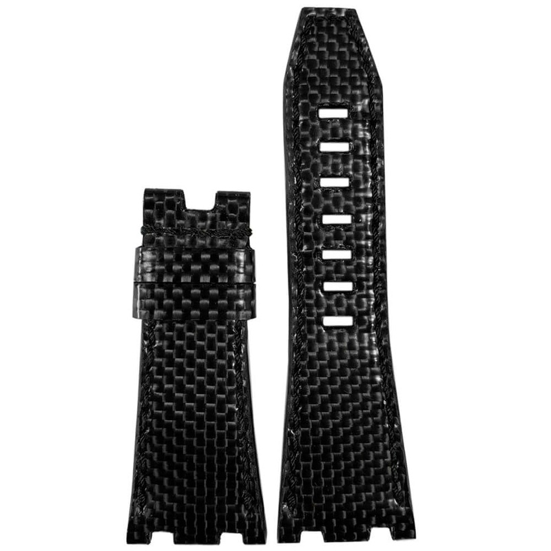 Carbon Watch Band | Black | Black Stitch | for 42MM AP Royal Oak Offshore (Deploy Buckle)