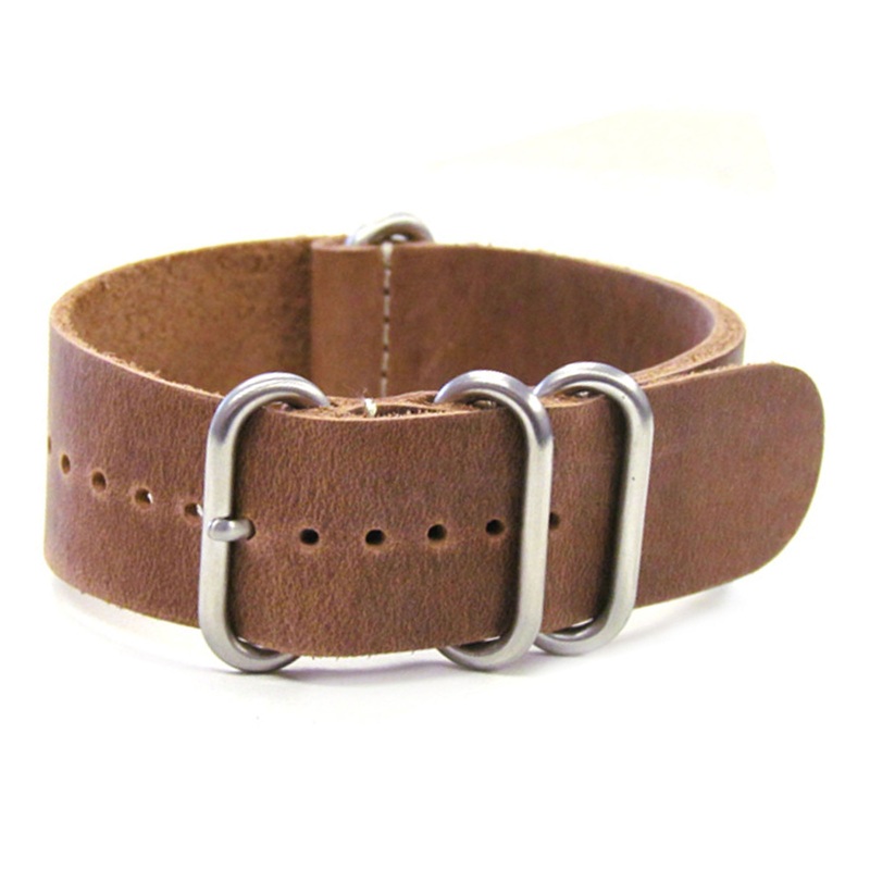 Classic Vintage Leather Watch Band | 4-Ring Brushed | One-Piece | Cork (Distressed)