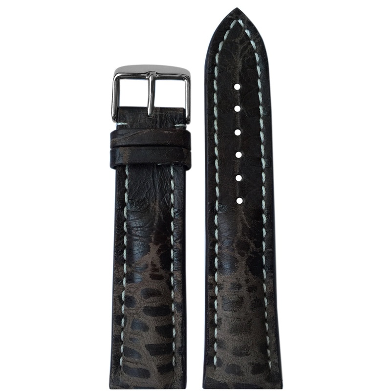 Distressed Vintage Leather Watch Band | Spotted | White Stitch | For Breitling