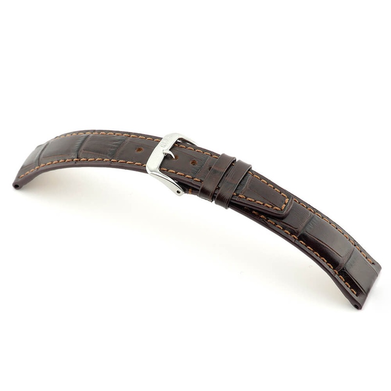 Embossed Alligator Grain on Cow Leather Watch Band | Dallas | Mocha