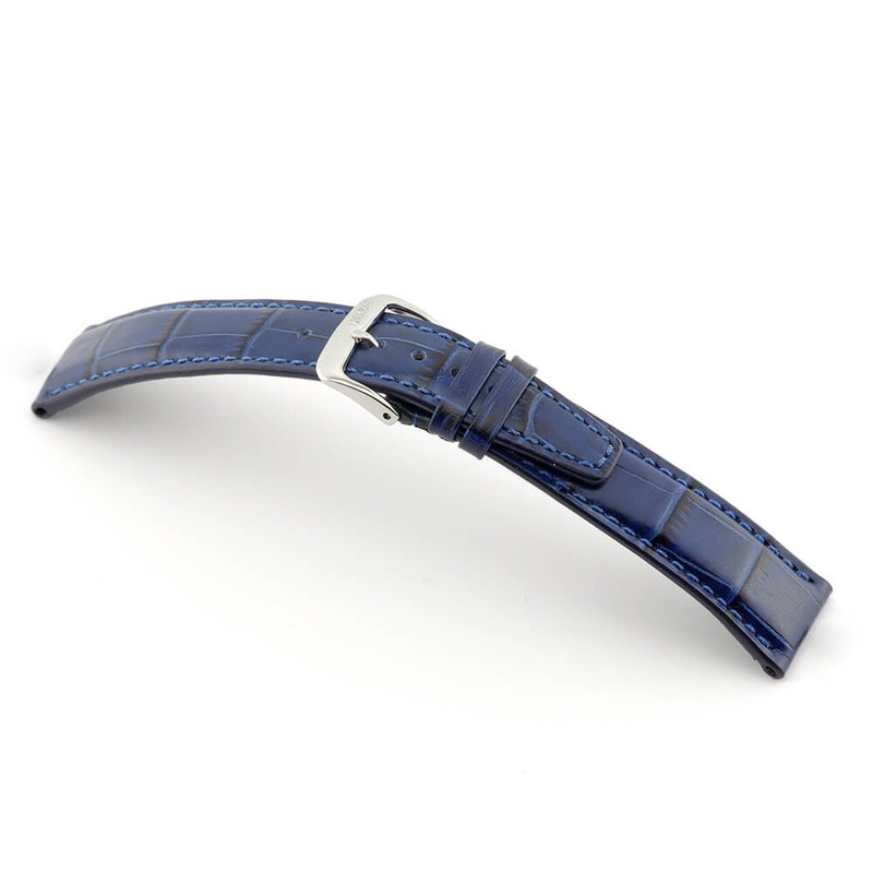 Embossed Alligator Grain on Cow Leather Watch Band | Dallas | Navy