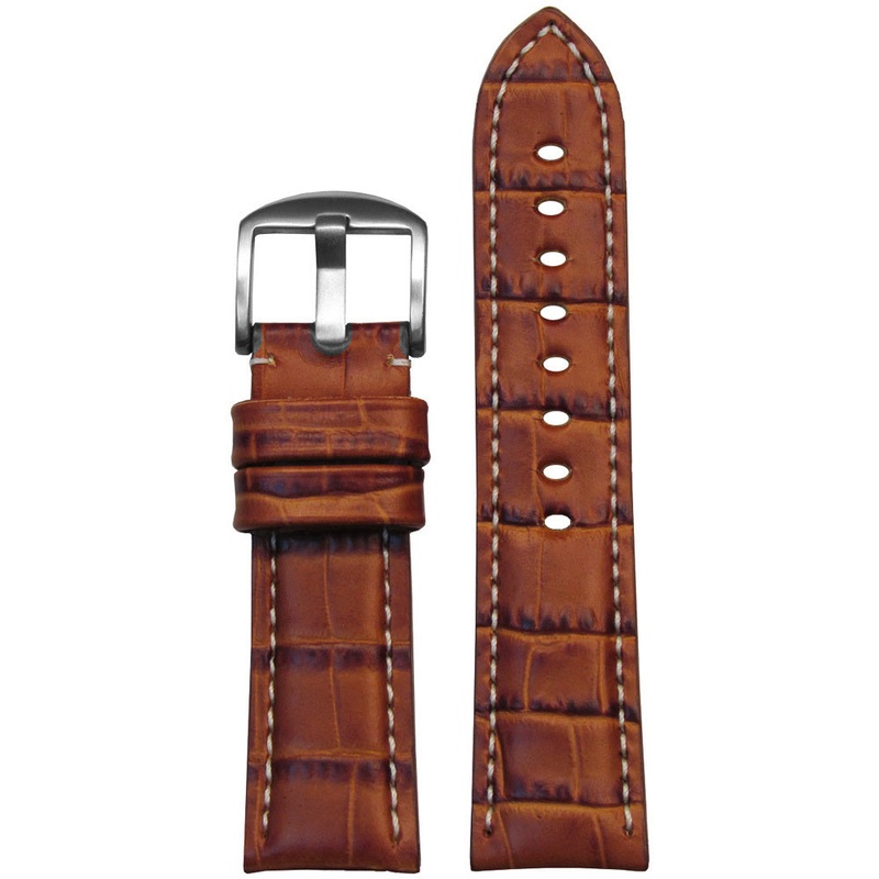 Embossed Italian Leather “Gator” Watch Band | Tan | Hadley Roma MS2035