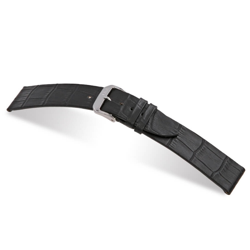Embossed Leather Alligator Print Watch Band | Miami | Black