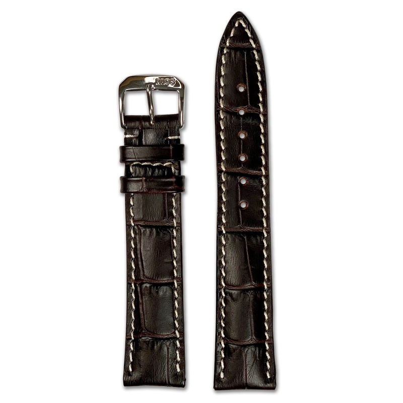 Embossed Leather Alligator Print Watch Band | New Orleans | Mocha
