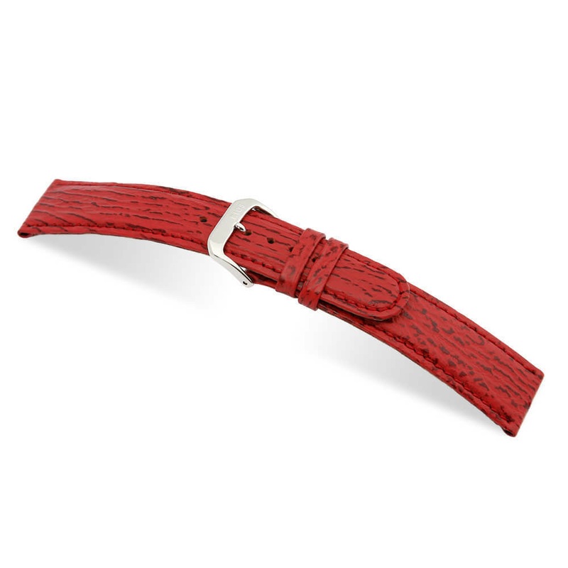 Embossed Leather Shark Print Watch Band | Ocean | Red