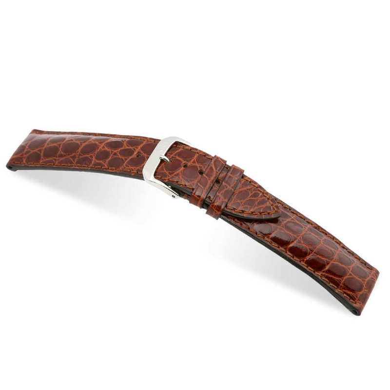 Genuine Alligator Watch Band | Heritage | Glossy Finish | Flank Cut | Mahogany