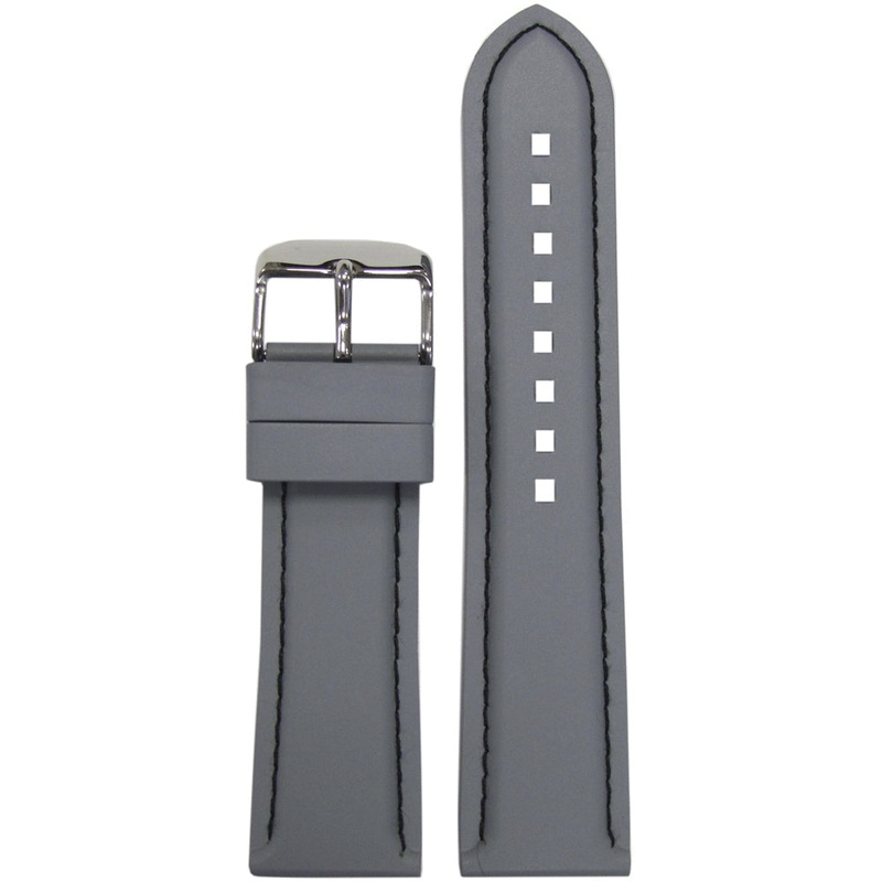 NBR Italian Rubber Watch Band | Bonetto 325 | Grey | Black Stitch Diver