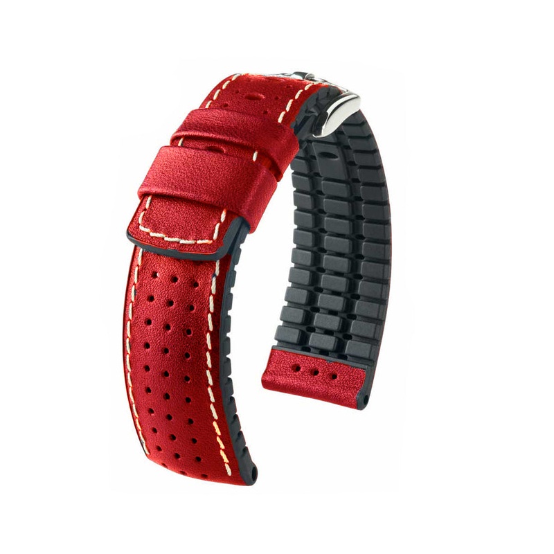 Perforated Calfskin Watch Strap | Tiger | Red | Hirsch Performance Series