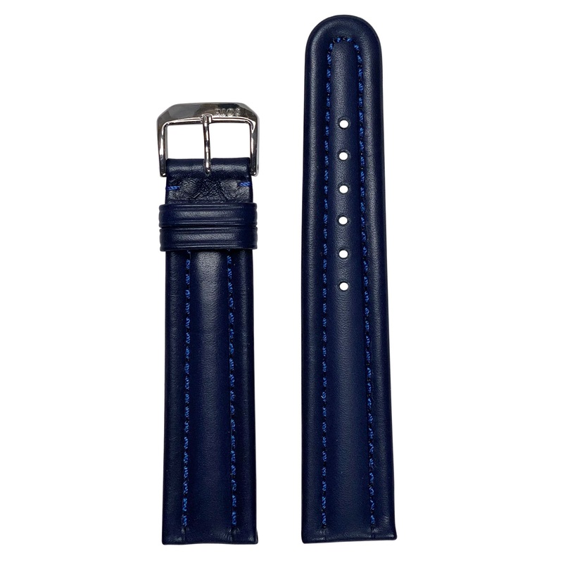 Quick Release | Calf Leather Watch Band | Veneto | Ocean Blue | Match Stitch