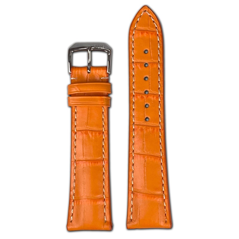 Quick Release | Embossed Leather Alligator Print Watch Band | New Orleans | Orange
